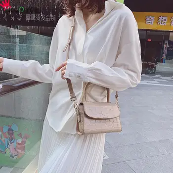 

2020 New Mini Handbags Retro Women Stone PU Leather Shoulder Bag Lady Casual Simple Style Flap Messenger Bags Purse