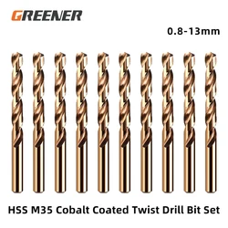 Greener Juego de brocas helicoidales recubiertas de cobalto, 1,0 13mm, 5 piezas, 10 piezas, broca de pistola HSS M35 para cortador de agujeros de madera/Metal, herramientas eléctricas, 1 ud.
