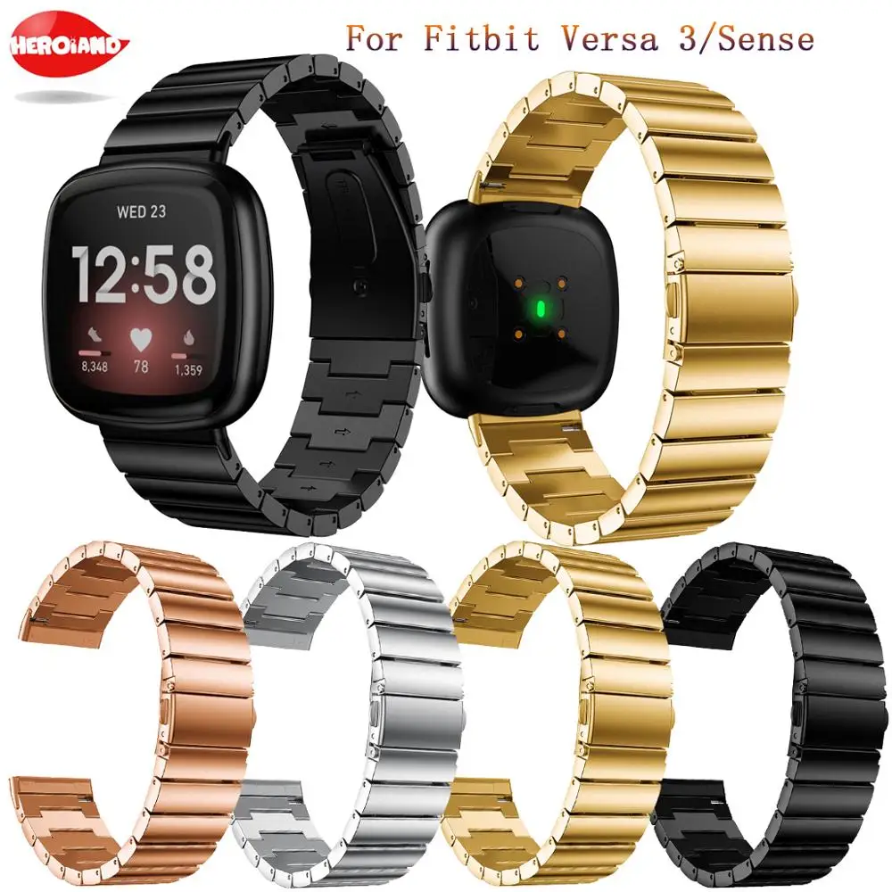 

Universal Replacement Stainless Steel Metal Strap For Versa3 Watch Band For Fitbit Versa 3 / Sense Smartwatch Bracelet Men Women