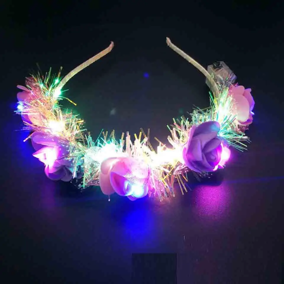 Светящаяся Свадебная вечеринка корона цветок оголовье светодиодный светильник гаджет кольца рождественские неоновые украшения светящиеся серьги светодиодный аксессуары