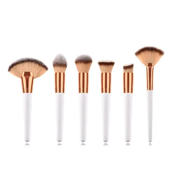 

6PCS Makeup Brushes Set white gold handle For Powder Contour Blusher Liquid Cream Eyeshadow Cosmetics Brushes tools ZZ06F