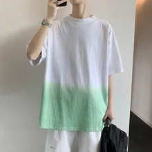 Summer Dress New Style Small Fresh Gradient Tie-dyed Short-sleeved T-shirt with Loose Personality Short-sleeved T-shirt for Men Summer Dress New Style Small Fresh Gradient Tie-dyed Short-sleeved T-shirt with Loose Personality Short-sleeved T-shirt for Men