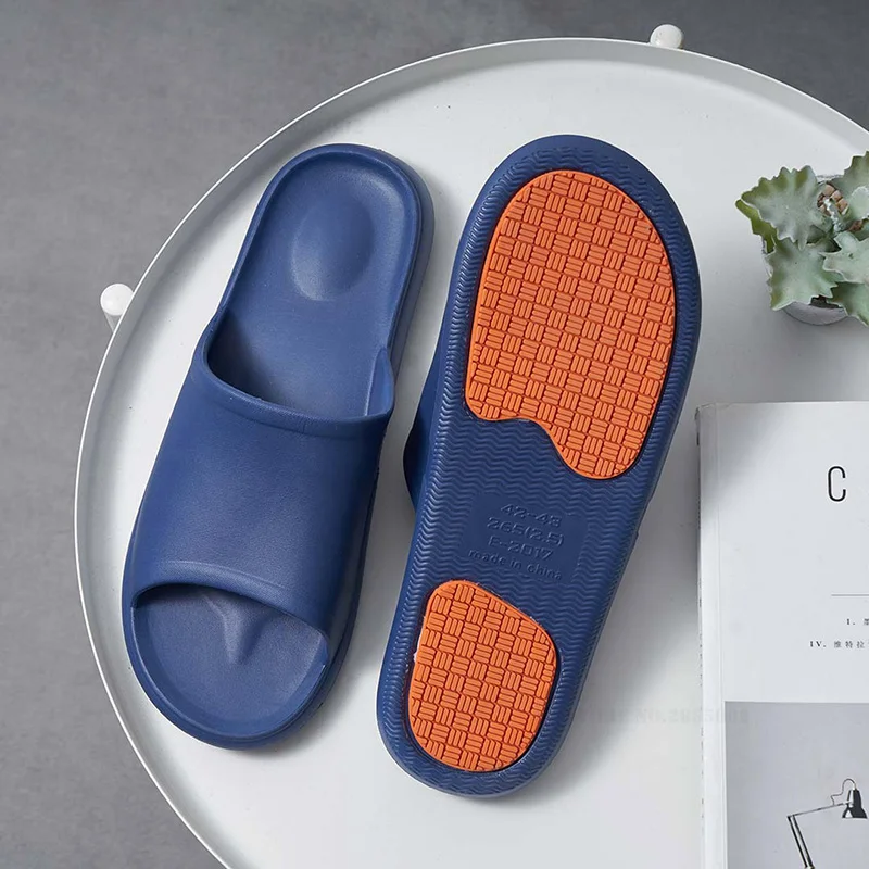 Xiaomi Mijia/тапочки; мужские домашние сандалии для купания; Массажная Повседневная обувь; нескользящие домашние тапочки для душа; домашняя летняя обувь для отеля - Цвет: Dark Blue 40-41