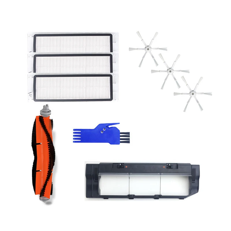 

9pcs Rolling Brush Cover Box Main Brush HEPA Filter 6 Arms Side Brush with Blue Comb for Roborock Robot Vacuum Cleaner