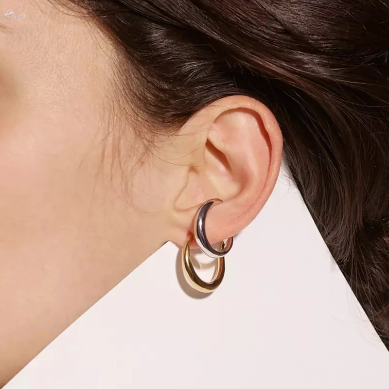 AOMU преувеличенная кривая неправильное искажение двухслойные металлические серьги-гвоздики для женщин и девушек хитовые цветные серьги ювелирные изделия