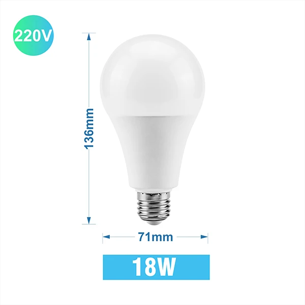 18W E27 220V 6 шт. светодиодный светильник E27 E14, 3 Вт, 5 Вт, 7 Вт, 9 Вт, 12 Вт, 15 Вт, 18 Вт, AC220V-240V, настоящая мощность, умный IC светодиодный светильник, Bombilla, ампула, холодный белый, теплый белый - Испускаемый цвет: 18W E27 220V