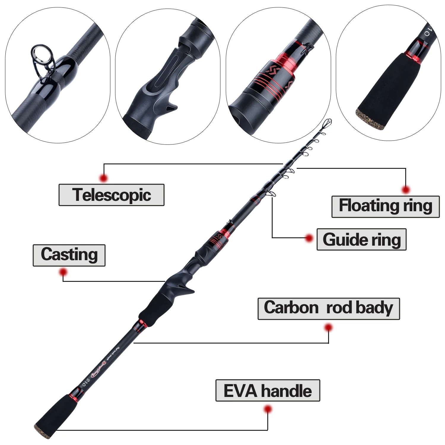 Sougayilang 1,8 м 2,1 м спиннинговая Удочка ультра светильник углеродного волокна Eva телескопическая ручка путешествия приманка рыболовной удочки