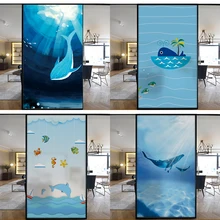 Морской Кит пользовательский размер оконная пленка статическая защита конфиденциальности контроль тепла съемное украшение для дома тонированная пленка 40 см x 60 см