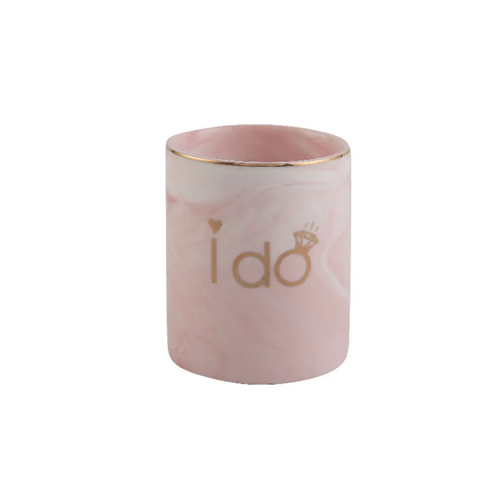 Банка для хранения розово серого мрамора милые парные чашки зубных щеток