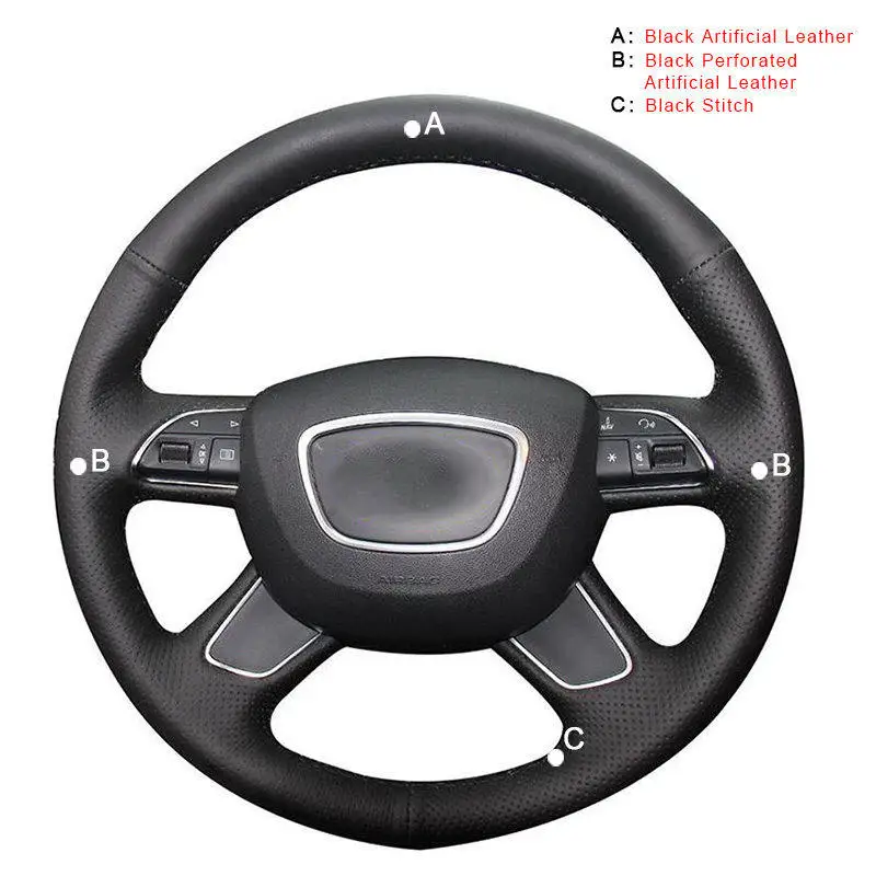 Artificial Leather Авто оплетка на руль для Audi A3 8V Sportback A4 B8 Avant A6 C7 A8 D4 Q3 8U Q5 8R Q7 4L DIY чехлы на колеса автомобиля - Название цвета: Artificial Leather