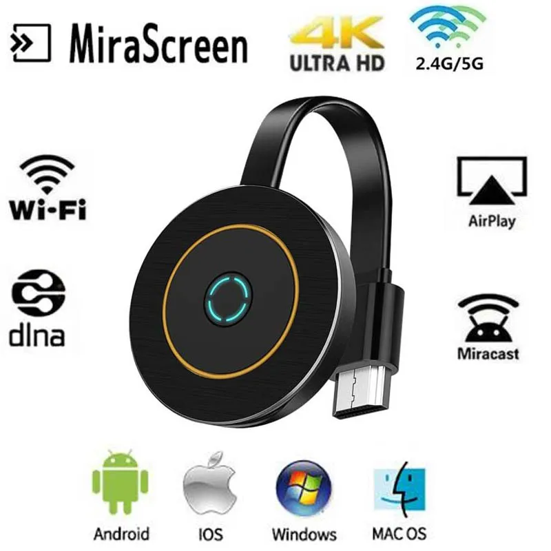 

Mirascreen 2.4G/5G 4K Wireless HDMI Android TV Stick Wifi Display Dongle Receiver Mirror Screen Miracast Airplay streamer cast