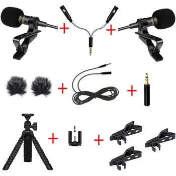 

PC / Phone / Camera Mini USB Microphone Lapel Lavalier Mic External Cable Mic Splitter Adapter Furry Windscreen Accessories