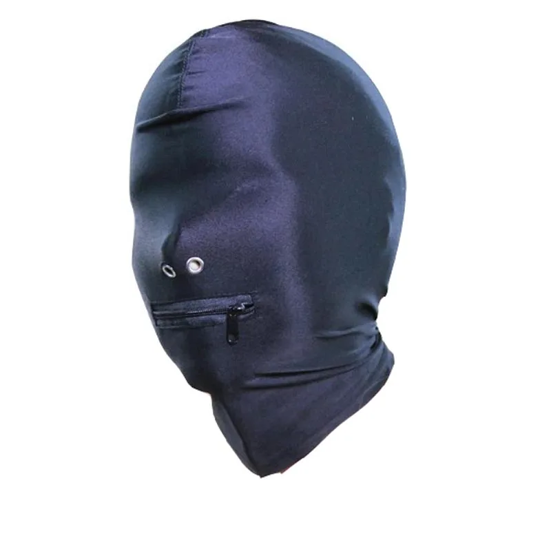 Унисекс черная молния эластичный капюшон из спандекса голова удерживающая маска Хэллоуин ролевые игры костюм фетиш - Цвет: Черный