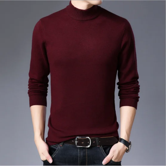 wine red1910 Fdfklak, мужской свитер, новинка, Осень-зима, вязаный Топ, Homme, толстый, теплый, однотонный, тонкий, v-образный вырез, пуловер, свитера, модная мужская одежда - Цвет: wine red1910