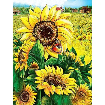 

Cross Stitch 5D DIY Diamond Painting Sunflower Diamond Embroidery Field Landscape Pattern Rhinestones Kits Home Decoration H93