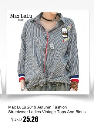Max LuLu зима корейская мода Винтаж уличная Женская Вышивка блузки женские повседневные джинсовые рубашки Длинные Топы Плюс Размер