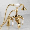 Golden，Silver，Black Brass Bathroom Clawfoot Bathtub Shower Faucets Basin Sink Mixer Tap Tub Faucet & Hand Shower 6