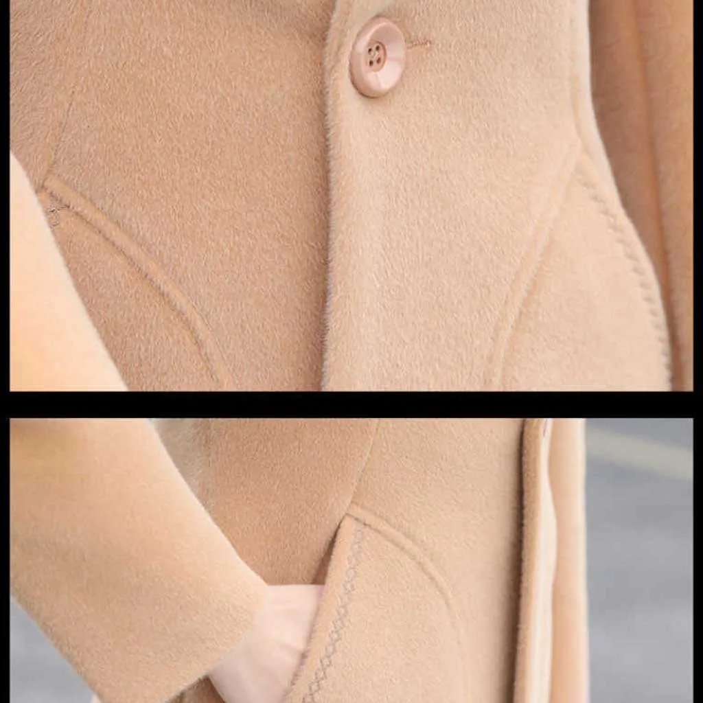 Chaqueta mujer, зимнее пальто для женщин, для работы, одноцветное, винтажное, зимнее, для офиса, с длинным рукавом, на пуговицах, шерстяная куртка, пальто, abrigos mujer invierno