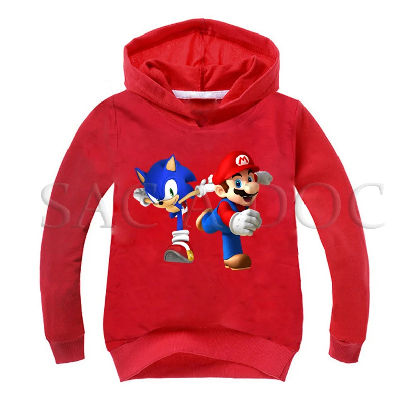 Hoodies 6 Новое поступление, детские осенние толстовки с капюшоном с принтом Соника и Марио толстовки для маленьких мальчиков и девочек детская верхняя одежда, топы с длинными рукавами - Цвет: Hoodies 6