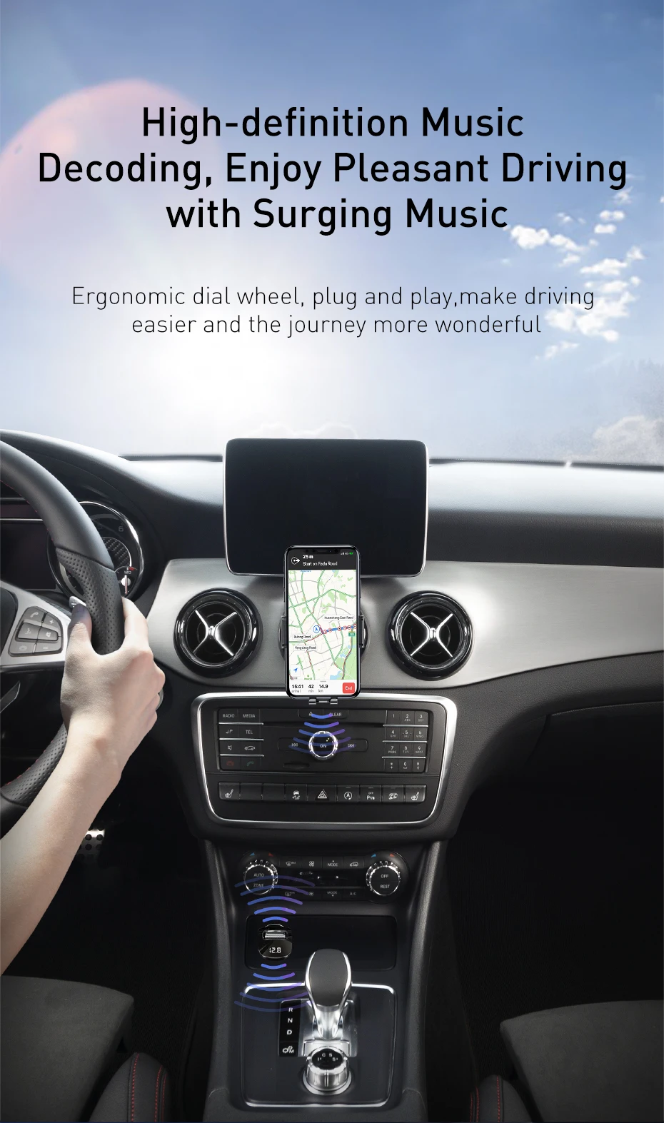 Автомобильное зарядное устройство Baseus, fm-передатчик, AUX модулятор, Bluetooth 5,0, автомобильный комплект громкой связи, аудио MP3 плеер, 3A, быстрое автомобильное зарядное устройство для iPhone