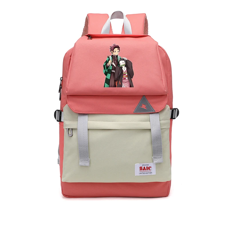 Demon Slayer Bookbag Preppy Лоскутная Женская сумка большой дорожный рюкзак водонепроницаемые школьные сумки для девочек аниме рюкзак для ноутбука