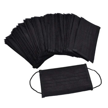 

10 PCS Mouth Mask Disposable Black Cotton Mouth Face Mask Mask Non-woven Mask Earloop Activated