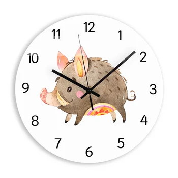 

Cartoon Wild Pig Digital Wall Clock Modern Design Silent Quartz Mechanism Acrylic Wall Clocks for Living Room Decor