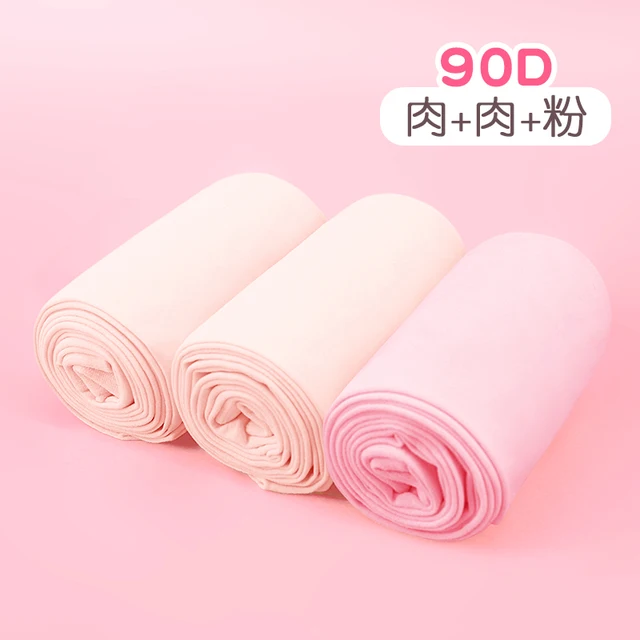 90D Girls Dance Ballet Tights Professional Ballet Stockings Woman Thicken White Dance Pantyhose Velvet Tights 2 Flesh 1 Pink