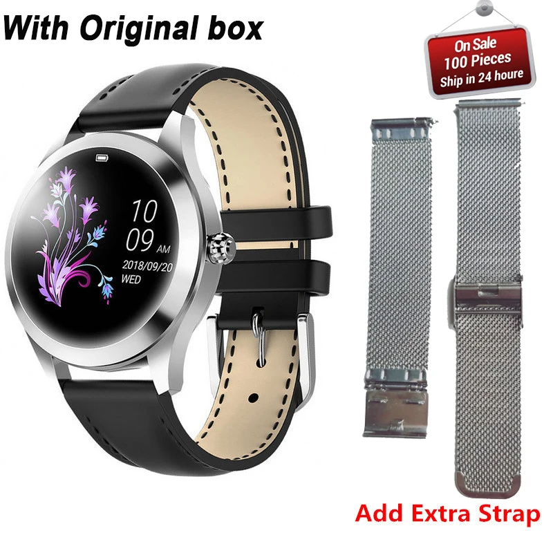 add extra strap Модные Смарт-часы для женщин KW10 IP68 Водонепроницаемые мульти-спортивные режимы шагомер сердечного ритма фитнес-браслет для леди PK H2 Q8 - Цвет: add extra strap