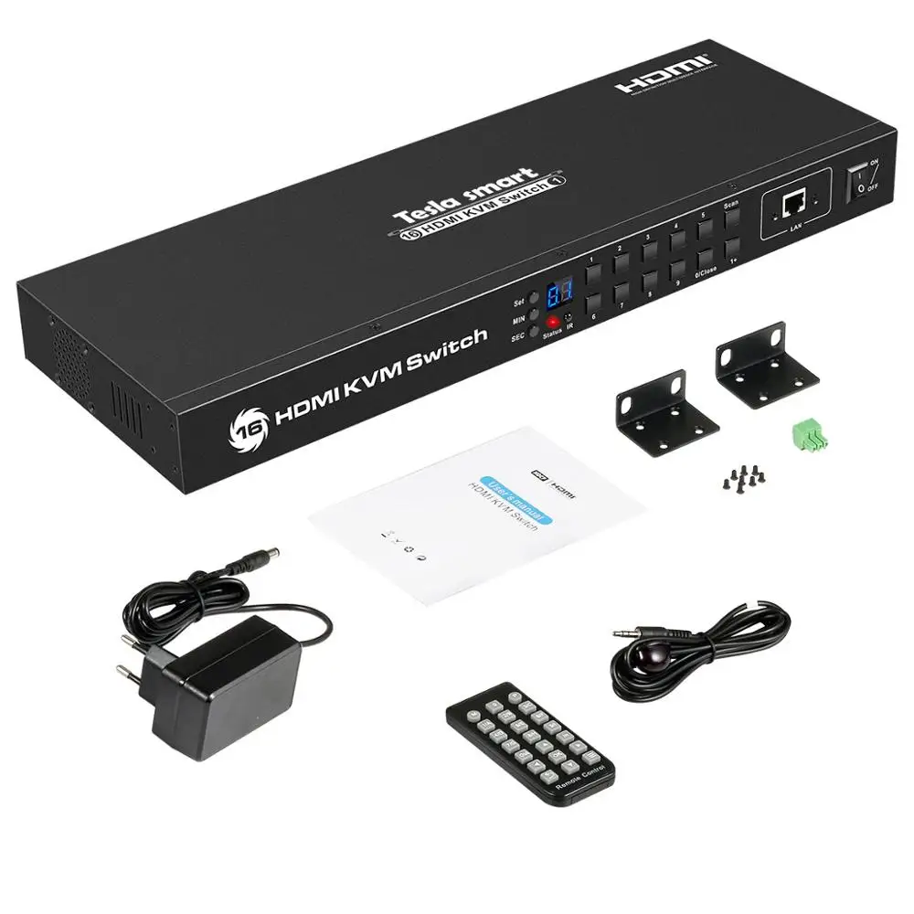 KVM Switch 16 Port USB HDMI KVM Switcher 16 In 1Out KVM HDMI Switch 16x1 Support 5