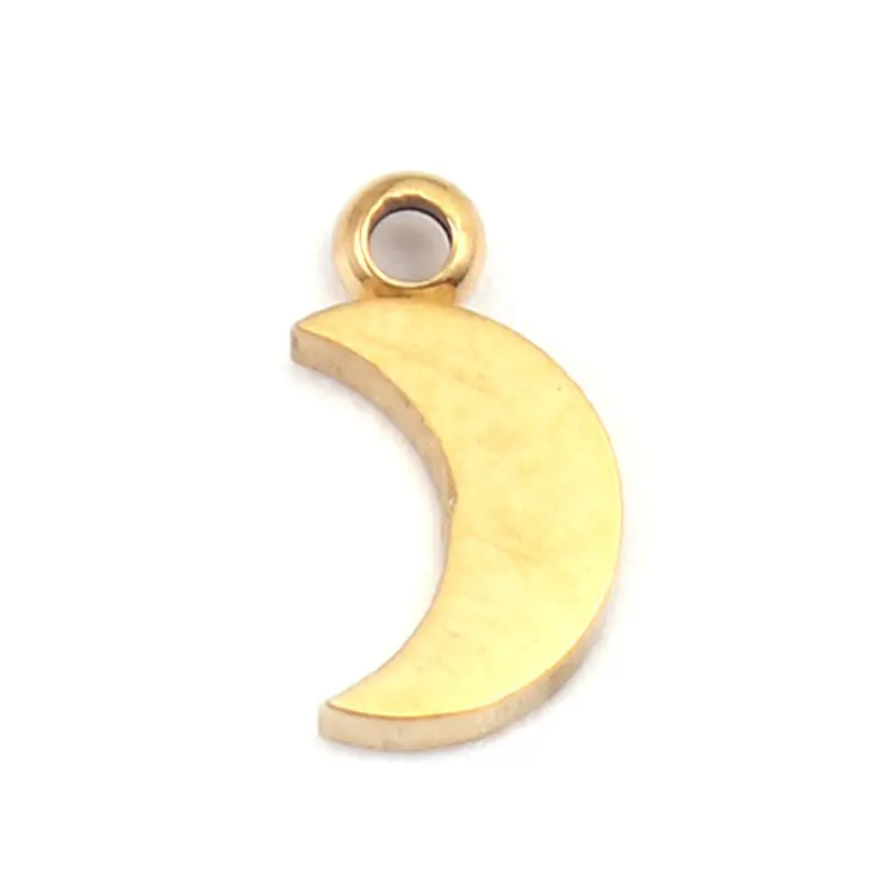 5 PCs New Stainless Steel Charm Pendants Moon Shape Gold Charms Findings For Trendy Jewelry Making Accessories 8mm x 4mm | Украшения и