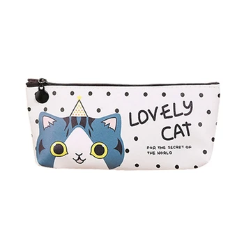 

Lovely Cat Leather Pencil Case School Supplies Kawaii Stationery Estuches Chancery School Cute Pencil Box Pen Bags