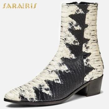 

Dropship 2020 Big Size 43 Vintage Serpentine Square Heels Winter Shoes Ankle Boots Women Chelsea Boots