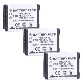 FNP-50 FNP50 NP-50 NP50 카메라 리튬 이온 배터리, 코닥 KLIC-7004 K7004 펜탁스 D-Li68 나이트비전 카메라용, 1500mAh