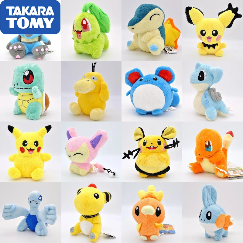 Takara Tomy Pokemon Pikachu Eevee плюшевые игрушки Jigglypuff Charmander Gengar Bulbasaur чучело животных для детей