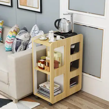 

Rounded coffee table simple solid wood small apartment sofa side a few rounds with multi-function lockers living room tea