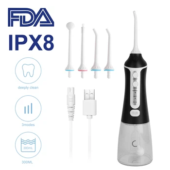 

Oral Irrigator Water Flosser USB Rechargeable Portable Dental Water Jet Floss 5 Modes Waterproof Teeth Cleaner