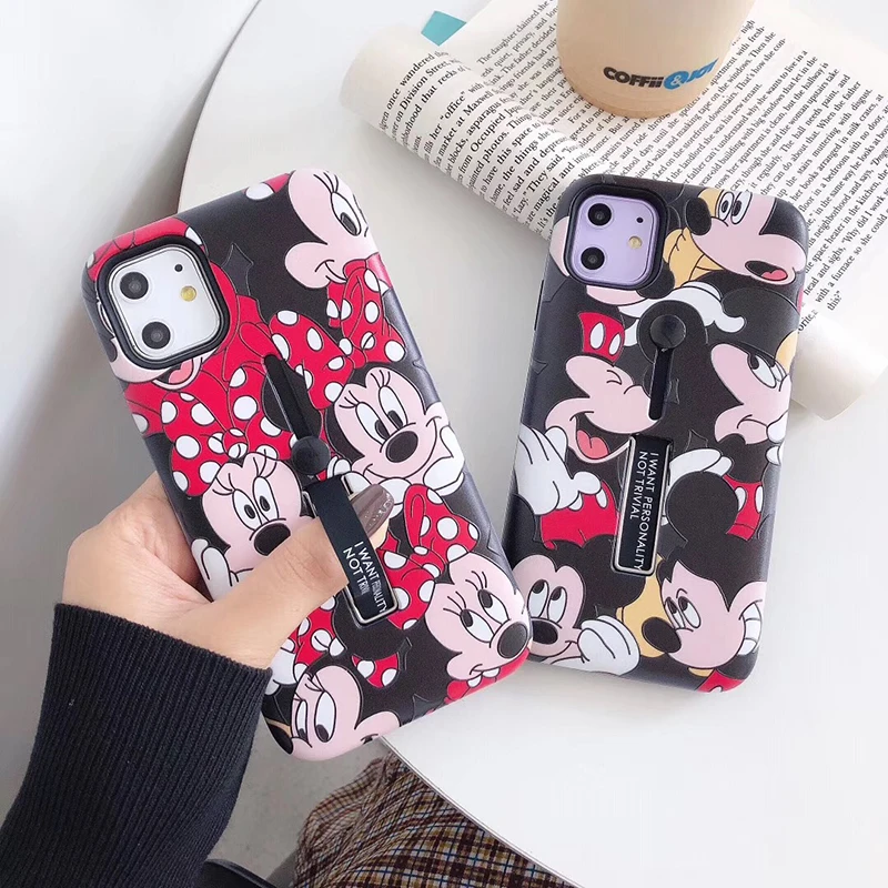 

Hot Invisible Mobile phone case bracket hard case for apple iphone 6 7 8 8plus X XR XS Max 11 Pro Minnie mouse back cover coque