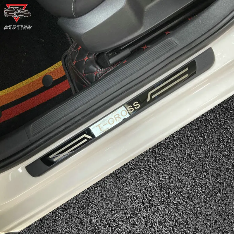 

For Volkswagen VW T-Cross 2020 2021 Car Accessories ABS Stainless Steel Door Sill Pedal Scuff Plate Cover
