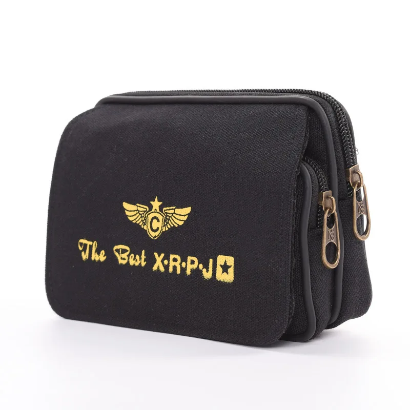 

Cross Business Pannier Bag Men Canvas Waist Pack New Style Velcro Bag Thin Washing Double Layer Wallet