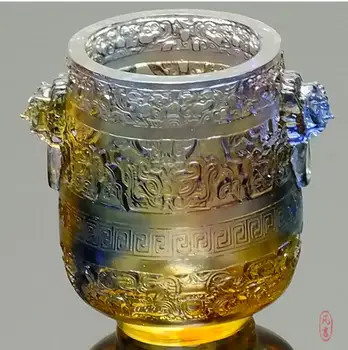 

Exquisite glass desk pen cylinder fashion art Feng Shui ornaments