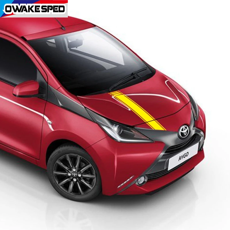 For Toyota Aygo Sport Stripes Car Hood Bonnet Sticker Auto Cover Decor Vinyl Decals Racing Styling Exterior Accessories - Car Stickers - AliExpress