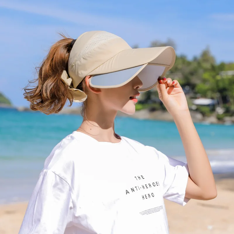 Summer Sun Hat Visor Caps Female Scalable Brim Empty Top Baseball Cap UV Protection Beach Sun Visor Hats For Women sun hats,ladies baseball caps,visor hat