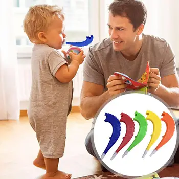 

5pcs Plastic Child Horn Toys Baby Kids Early Education Musical Instrument Shofar Shape Cheering Sound Making For Children Gifts