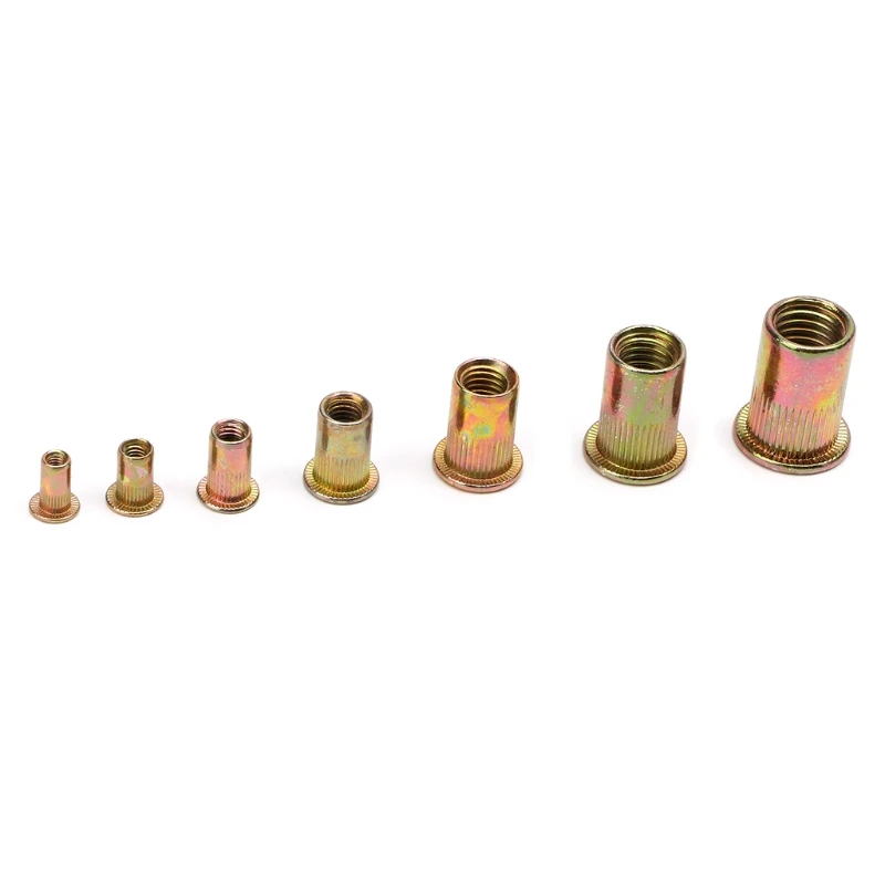

165PCS M3 M4 M5 M6 M8 M10 M12 Zinc Plated Knurled Rivet Nuts Flat Head Threaded Y1QB