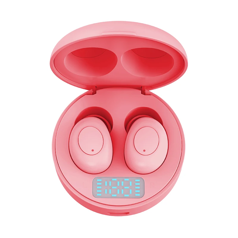

P06 TWS Wireless Earbuds Bluetooth 5.0 Bass Macaroon Multicolor Digital Display Earphone Pink