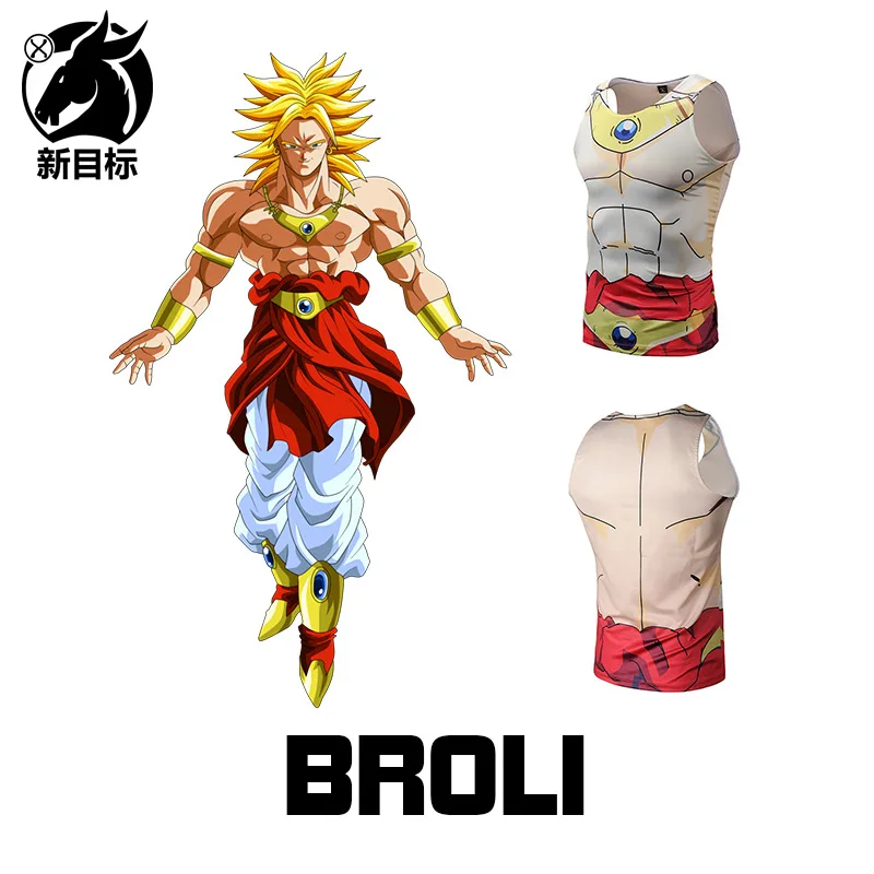 Импортные товары летняя новая стильная мужская одежда безрукавка с 3D принтом аниме броли эластичная Спортивная одежда для фитнеса быстросохнущая