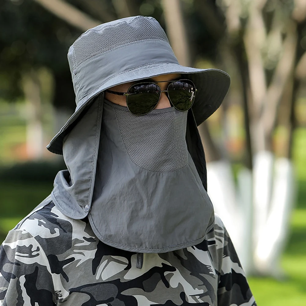 Men Fishing Caps Detachable Fisherman Bucket Hat Hiking Cap Summer Panama Sun Visor Hat Quick-Drying Breathable Beach Caps