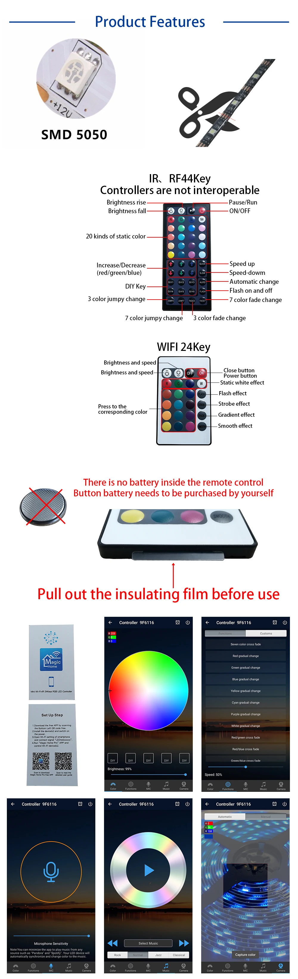 RGB wifi светодиодная полоса света DC12V гибкий свет 5050 5 м/10 м водонепроницаемая светодиодная лента wifi/RF/IR пульт дистанционного управления адаптер питания полный комплект