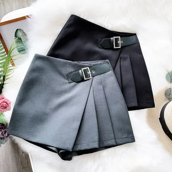 

2020 New Summer Hrarjuku Women Shorts Solid Casual Pleated Mini Shorts Wide Leg Shorts A-line High Waist Boho Shorts Streetwear